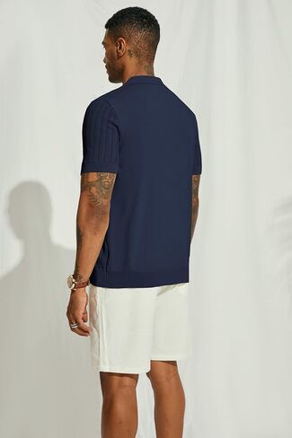 PJ PAUL JONES Mens Knit Shirt Short Sleeve Summer Hollow Out Shirt Beach Button Down Shirt in Saudi Arabia