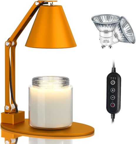 Candle Warmer Lamp with Timer – Wax Melt Warmer with 2 Bulbs - Lamp Dimmer Wax Warmer for Scented Wax – Adjustable Height Ultra-Elegant Wax Melter Candle Lamp Warmer - Golden in Saudi Arabia