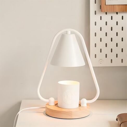 Candle Warmer Lamp White Mushroom for Jar Candles with 2 Bulbs, Modern Triangle Dimmable Electric Wax Melting Heating Lamp Candle Warmer Heater Home Decor Housewarming Gift for Girl Mom Women in Saudi Arabia
