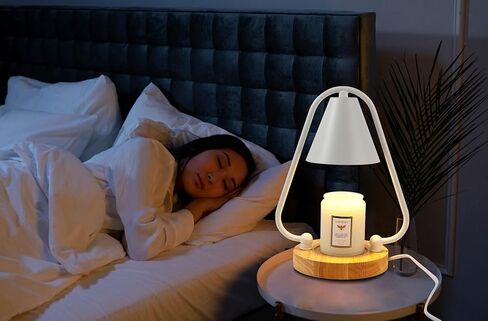 Candle Warmer Lamp White Mushroom for Jar Candles with 2 Bulbs, Modern Triangle Dimmable Electric Wax Melting Heating Lamp Candle Warmer Heater Home Decor Housewarming Gift for Girl Mom Women in Saudi Arabia