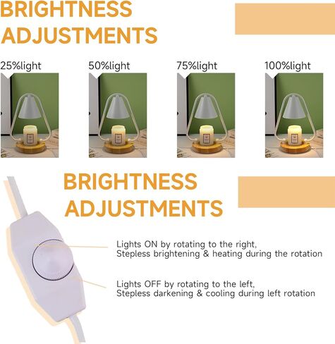 Candle Warmer Lamp White Mushroom for Jar Candles with 2 Bulbs, Modern Triangle Dimmable Electric Wax Melting Heating Lamp Candle Warmer Heater Home Decor Housewarming Gift for Girl Mom Women in Saudi Arabia
