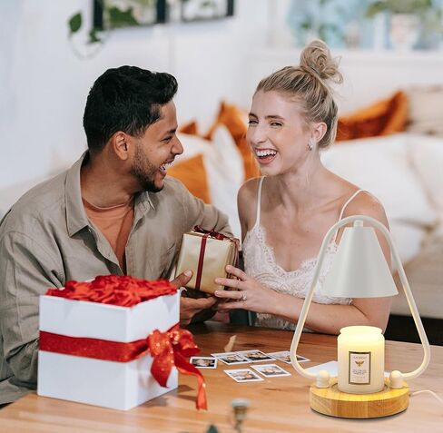 Candle Warmer Lamp White Mushroom for Jar Candles with 2 Bulbs, Modern Triangle Dimmable Electric Wax Melting Heating Lamp Candle Warmer Heater Home Decor Housewarming Gift for Girl Mom Women in Saudi Arabia