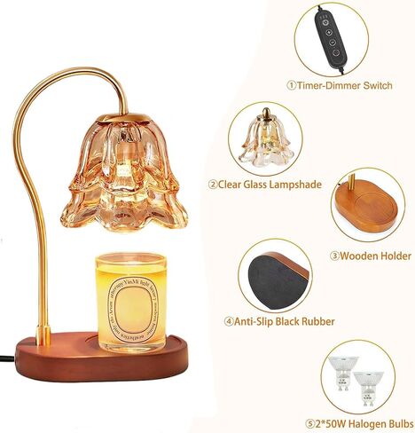 Candle Warmer Lamp with Timer with 2 Bulbs,No Flame Scented Candle Warmer,for Bedroom Home Decor,Fits Large and Small Jar Scented Candle Warming Lantern,Unique Birthday Gifts for Women in Saudi Arabia