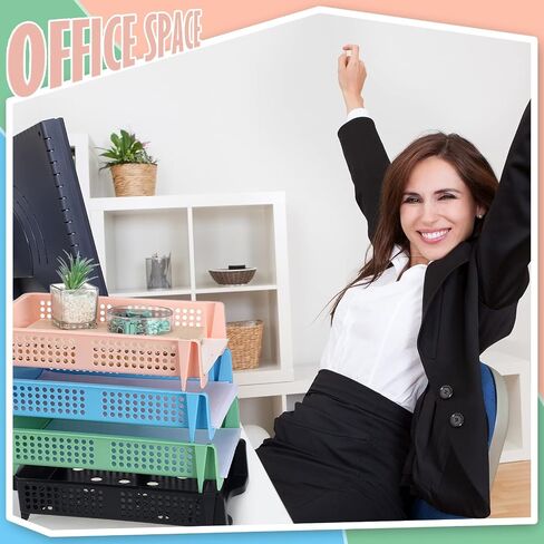 Perkoop 8 طبقات من صواني الملفات الورقية القابلة للتكديس للمكتب، منظم الحروف البلاستيكية، فارز الورق، يتحول في صواني الورق لتخزين الفصول الدراسية والمكتب والمنزل، 4 ألوان in Saudi Arabia