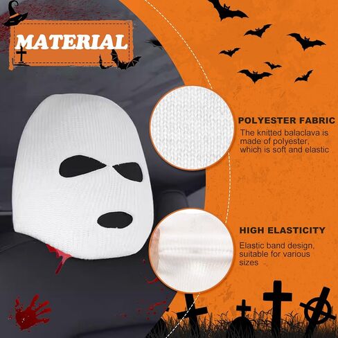 Xotic Tech 2Pcs Car Funny Decoration Spoof Balaclava Face Headrest Cover, Scary Bank Robber Costume Front Seat Head Rest Protector, Halloween Bandit Mask Auto Accessories Universal for Most Car-White in Saudi Arabia