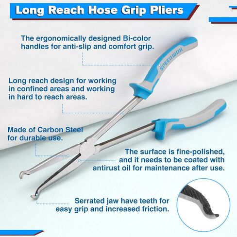 SPEEDWOX Long Reach Ring Nose Plers 11 Inch Long Reach Hose Grip Pliers Spark Plug Removal Pliers Spark Plug Tool Seadoo Spark Accessories Hose Removal Pliers Spark Plug Wire Separator in Kuwait