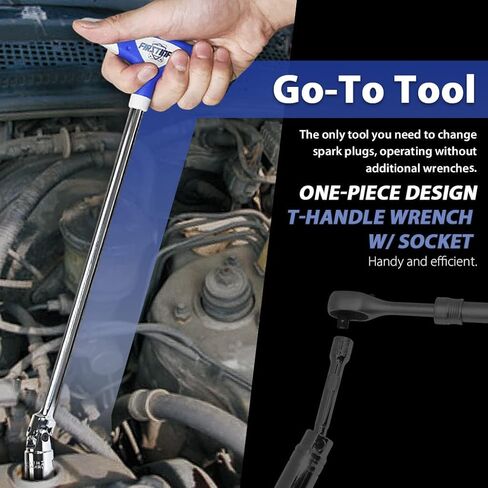 FIRSTINFO F321816 5/8 بوصة مفتاح ربط مقبس دوار مغناطيسي 360 درجة - الطول الإجمالي 13.8 بوصة، مقبض T مريح، تصميم جدار رقيق in Kuwait