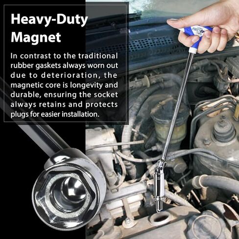 FIRSTINFO F321816 5/8 بوصة مفتاح ربط مقبس دوار مغناطيسي 360 درجة - الطول الإجمالي 13.8 بوصة، مقبض T مريح، تصميم جدار رقيق in Kuwait