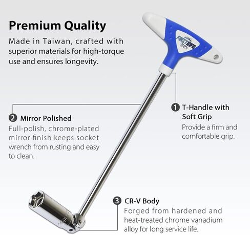 FIRSTINFO F321816 5/8 بوصة مفتاح ربط مقبس دوار مغناطيسي 360 درجة - الطول الإجمالي 13.8 بوصة، مقبض T مريح، تصميم جدار رقيق in Kuwait