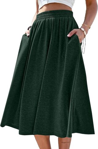 SOFIA'S CHOICE Skirts for Women Midi Length A Line Swing Flowy Skirt with Pockets in Kuwait