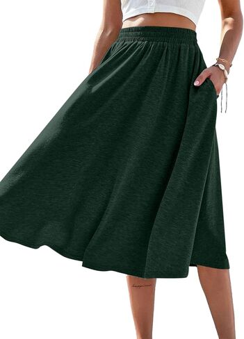 SOFIA'S CHOICE Skirts for Women Midi Length A Line Swing Flowy Skirt with Pockets in Kuwait