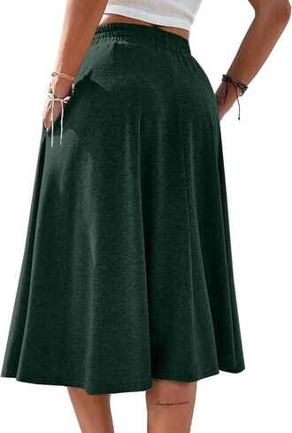 SOFIA'S CHOICE Skirts for Women Midi Length A Line Swing Flowy Skirt with Pockets in Kuwait