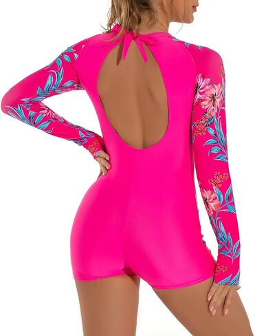 IDOPIP Rash Guard for Women Long Sleeve UV Sun Protection Rash Guard Shirt One Piece Swimsuit Zip Surfing Bathing Suit UPF 50 in Saudi Arabia