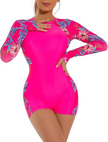 IDOPIP Rash Guard for Women Long Sleeve UV Sun Protection Rash Guard Shirt One Piece Swimsuit Zip Surfing Bathing Suit UPF 50 in Saudi Arabia