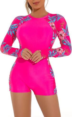 IDOPIP Rash Guard for Women Long Sleeve UV Sun Protection Rash Guard Shirt One Piece Swimsuit Zip Surfing Bathing Suit UPF 50 in Saudi Arabia