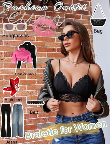 Avidlove الدانتيل Bralette للنساء الخامس الرقبة تانك الأعلى السباغيتي حزام أنبوب سليم بروتيل الملابس الداخلية مع انفصال مبطن أسود X-Large in Saudi Arabia