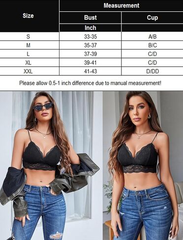 Avidlove الدانتيل Bralette للنساء الخامس الرقبة تانك الأعلى السباغيتي حزام أنبوب سليم بروتيل الملابس الداخلية مع انفصال مبطن أسود X-Large in Saudi Arabia