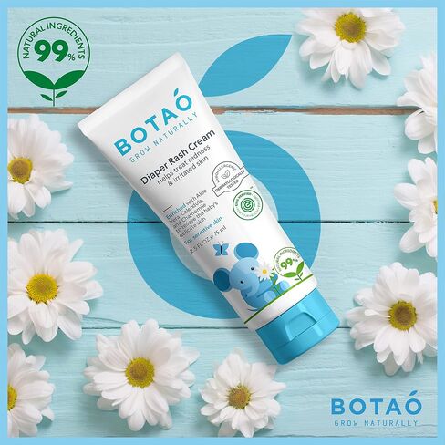 BOTAO Baby's Natural Diaper Cream | Organic Diaper Cream EWG Verified | Naturally Soothes Baby Rashes | Baby zinc Ointment Natural | For Sensitive Skin with Aloe Vera & Calendula, 2.5Oz in Saudi Arabia