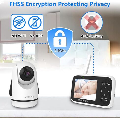 جهاز مراقبة الأطفال HelloBaby مع الكاميرا والصوت، شاشة عرض ملونة IPS مقاس 3.2 بوصة، جهاز مراقبة الطفل عن بعد بالكامل، رؤية ليلية بالأشعة تحت الحمراء، نطاق 1000 قدم، محادثة في اتجاهين، شاشة كاميرا للأطفال بدون واي فاي in Kuwait