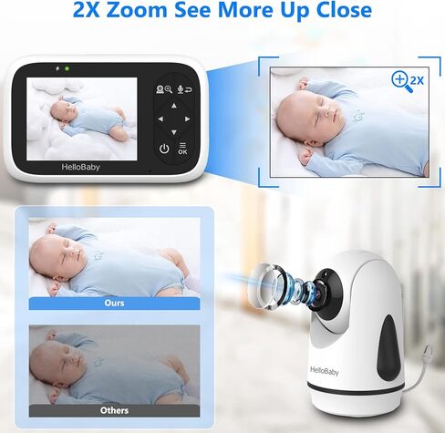 جهاز مراقبة الأطفال HelloBaby مع الكاميرا والصوت، شاشة عرض ملونة IPS مقاس 3.2 بوصة، جهاز مراقبة الطفل عن بعد بالكامل، رؤية ليلية بالأشعة تحت الحمراء، نطاق 1000 قدم، محادثة في اتجاهين، شاشة كاميرا للأطفال بدون واي فاي in Kuwait