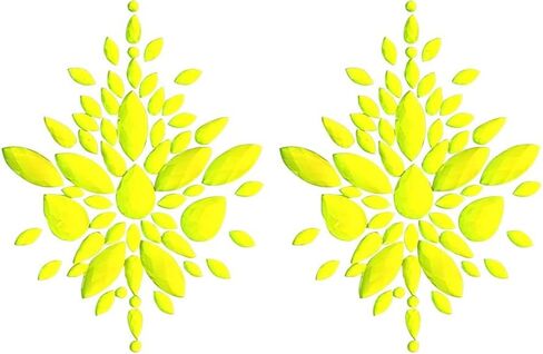 3 أزواج من فطائر حجر الراين المتوهجة باللون الأسود الفاتح والأصفر النيون/الأخضر والوردي والبرتقالي - ذاتية اللصق قابلة لإعادة الاستخدام - أغطية الحلمات، ألوان زاهية | زي EDC | الزي الهذيان | كلوبوير in Kuwait