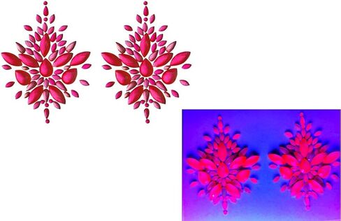 3 أزواج من فطائر حجر الراين المتوهجة باللون الأسود الفاتح والأصفر النيون/الأخضر والوردي والبرتقالي - ذاتية اللصق قابلة لإعادة الاستخدام - أغطية الحلمات، ألوان زاهية | زي EDC | الزي الهذيان | كلوبوير in Kuwait