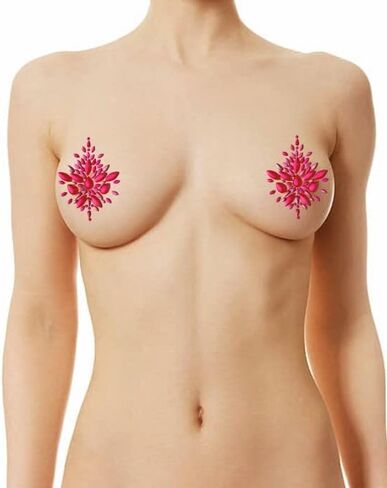 3 أزواج من فطائر حجر الراين المتوهجة باللون الأسود الفاتح والأصفر النيون/الأخضر والوردي والبرتقالي - ذاتية اللصق قابلة لإعادة الاستخدام - أغطية الحلمات، ألوان زاهية | زي EDC | الزي الهذيان | كلوبوير in Kuwait