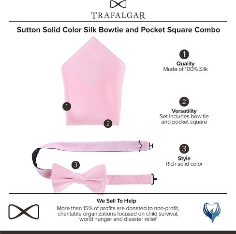 Trafalgar Sutton Solid Color Silk Bowtie and Pocket Square Combo in Kuwait