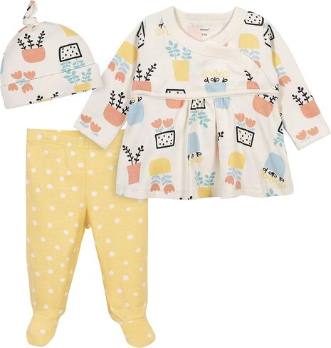 Gerber baby-girls 3-piece Shirt, Footed Pant, and Cap Set in Saudi Arabia