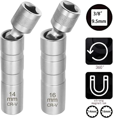 ZKTOOL 16mm Magnetic Rotating Spark Plug Socket 3/8-inch Drive 12 Point 1mm Thin Wall Spark Plug Socket Compatible with BMW Nissan (16MM)…… in Saudi Arabia