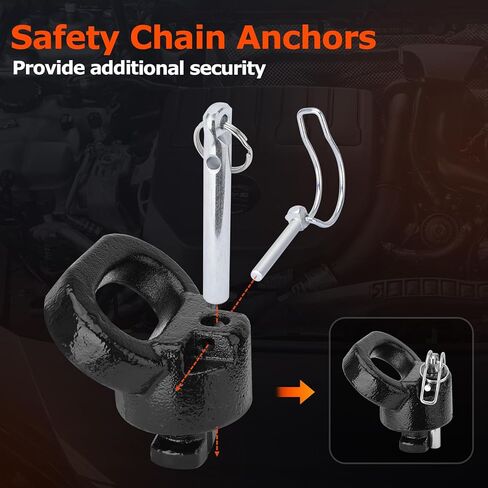 طقم كرة ربط Gooseneck من Puck متوافق مع 2013-2024 Dodge Ram 2500 3500، كرة 2-5/16 بوصة ومراسي سلسلة أمان 2X بديلة لـ 60618، GNXA2062 (بحد أقصى 30000 رطل. GTW) in Kuwait