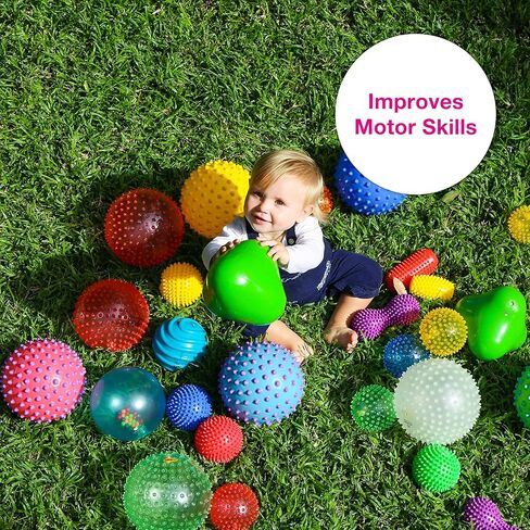 Edushape الكرات الحسية الأصلية للطفل - حزمة من 9 كرات ملونة نابضة بالحياة للأطفال الصغار - كرات أطفال فريدة من نوعها تعزز المهارات الحركية الإجمالية للأطفال الذين تتراوح أعمارهم بين 6 أشهر وما فوق in Kuwait