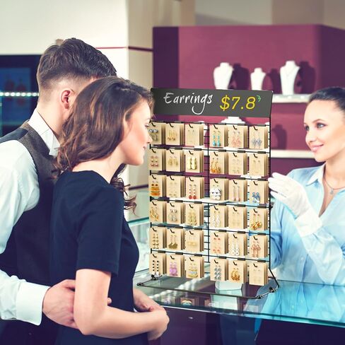 NiHome Earring Display Stands for Selling, Jewelry Display for Necklaces, Bracelets, 36 Hooks Wall Mountable Jewelry Organizer with Portable Storage Bag, Customizable Blackboard, Liquid Chalk Markers in Saudi Arabia