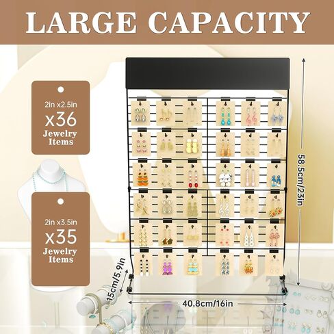 NiHome Earring Display Stands for Selling, Jewelry Display for Necklaces, Bracelets, 36 Hooks Wall Mountable Jewelry Organizer with Portable Storage Bag, Customizable Blackboard, Liquid Chalk Markers in Saudi Arabia