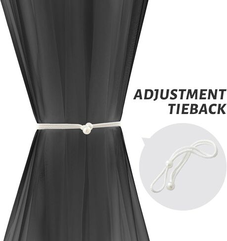 French Sheer Door Curtain, 2 Panels Privacy Semi Voile Door Window Curtains with 2 Adjustable Tieback, Charcoal 25 W x 72 L Inch in Saudi Arabia