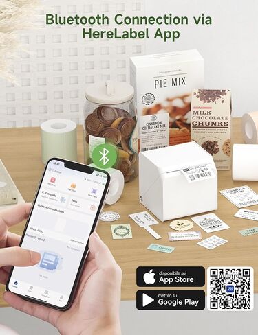 صانع الملصقات HPRT T260LR: آلة ملصقات محمولة مع شريط مقاوم للماء، طابعة ملصقات حرارية بلوتوث للشركات الصغيرة، الرمز الشريطي، الاسم، الشعار، العنوان، البريد، الملابس، المدرسة، المنزل والمكتب in Kuwait