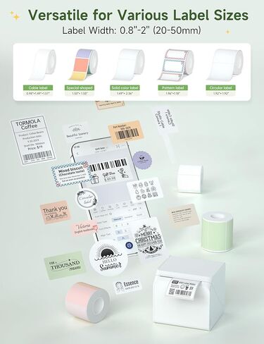 صانع الملصقات HPRT T260LR: آلة ملصقات محمولة مع شريط مقاوم للماء، طابعة ملصقات حرارية بلوتوث للشركات الصغيرة، الرمز الشريطي، الاسم، الشعار، العنوان، البريد، الملابس، المدرسة، المنزل والمكتب in Kuwait