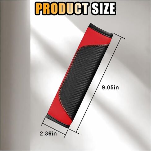 2PCS Car Seat Belt Cover, Soft Carbon Fiber Leather Safety Belt Shoulder Strap Pads, Breathable Seat Belt Strap Cushion Protect Your Neck and Shoulder, Suitable for Most Cars (Black+Red) in Saudi Arabia