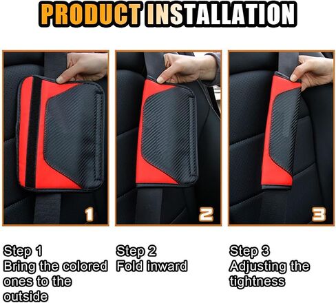 2PCS Car Seat Belt Cover, Soft Carbon Fiber Leather Safety Belt Shoulder Strap Pads, Breathable Seat Belt Strap Cushion Protect Your Neck and Shoulder, Suitable for Most Cars (Black+Red) in Saudi Arabia