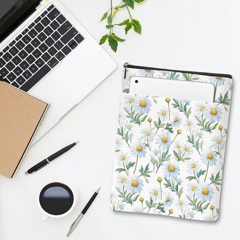 Book Lovers Gifts Daisy Flower Book Sleeve Book Cover Book Pouch Bookish Book Club Gifts Book Protector with Zipper and Front Pocket Bookworm Librarian Gifts Book Accessories for Women Girls Auntie in Kuwait