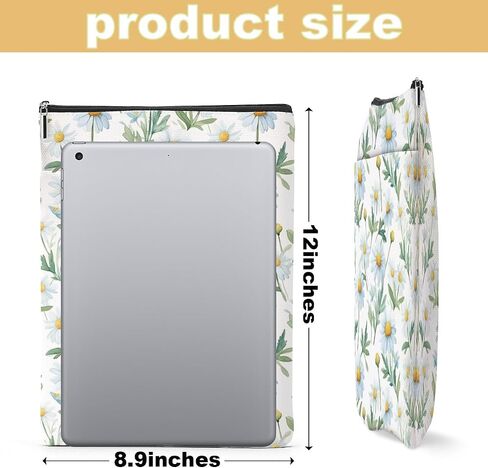 Book Lovers Gifts Daisy Flower Book Sleeve Book Cover Book Pouch Bookish Book Club Gifts Book Protector with Zipper and Front Pocket Bookworm Librarian Gifts Book Accessories for Women Girls Auntie in Kuwait