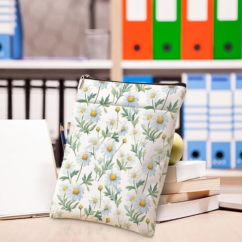 Book Lovers Gifts Daisy Flower Book Sleeve Book Cover Book Pouch Bookish Book Club Gifts Book Protector with Zipper and Front Pocket Bookworm Librarian Gifts Book Accessories for Women Girls Auntie in Kuwait