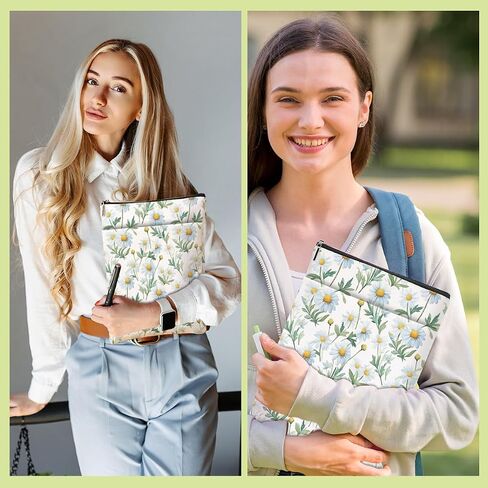 Book Lovers Gifts Daisy Flower Book Sleeve Book Cover Book Pouch Bookish Book Club Gifts Book Protector with Zipper and Front Pocket Bookworm Librarian Gifts Book Accessories for Women Girls Auntie in Kuwait
