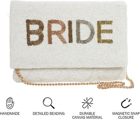 Clutch Purse for Wedding Day Beaded Clutch Purse Bachelorette Party Bridal Shower,Engagement Gifts & Bride To Be in Saudi Arabia