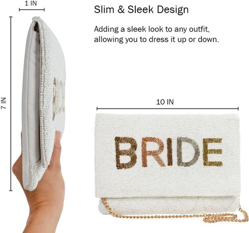 Clutch Purse for Wedding Day Beaded Clutch Purse Bachelorette Party Bridal Shower,Engagement Gifts & Bride To Be in Saudi Arabia