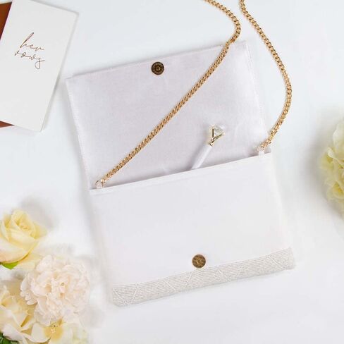 Clutch Purse for Wedding Day Beaded Clutch Purse Bachelorette Party Bridal Shower,Engagement Gifts & Bride To Be in Saudi Arabia