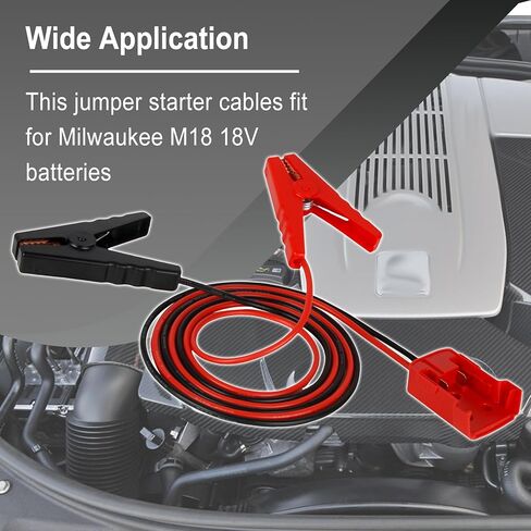 كابلات Jumper Starter للسيارة، مع محول بطارية سيارة مقاس 8 بطول 6.5 قدم مناسب لبطارية Milwaukee M18 18V، مناسب للشاحنات الخفيفة للسيارات متوسطة الحجم in Kuwait