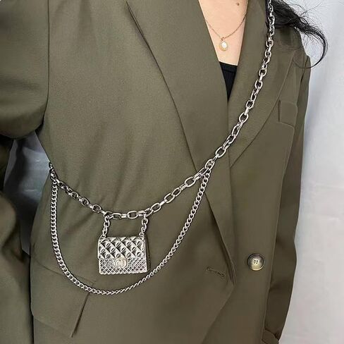 Fashionable Small metal Waist Bag Belt Bags for Women Trendy Y2k Accessories Mini Belt Bag Waist Bag for Women (silver) in Kuwait