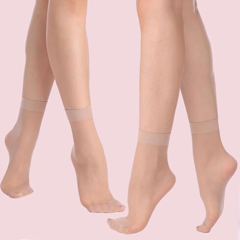 9 Pairs Sheer Thin Nylon Socks for Womem,20D Lady's Ankle Calf Socks with Reinforced Toe in Saudi Arabia