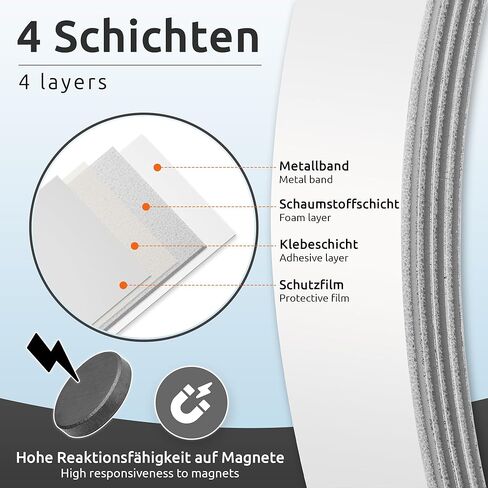 شريط معدني ذاتي اللصق بطول 3 متر من ECENCE مع 10x مغناطيس من الفريت، شريط حديدي، شريط فولاذي، شريط معدني مثالي للملاحظات والصور والمذكرات in Kuwait